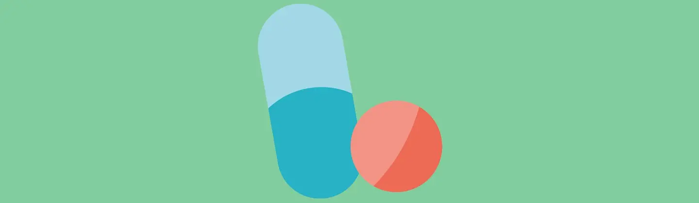 Illustrationer av två piller mot en grön bakgrund.